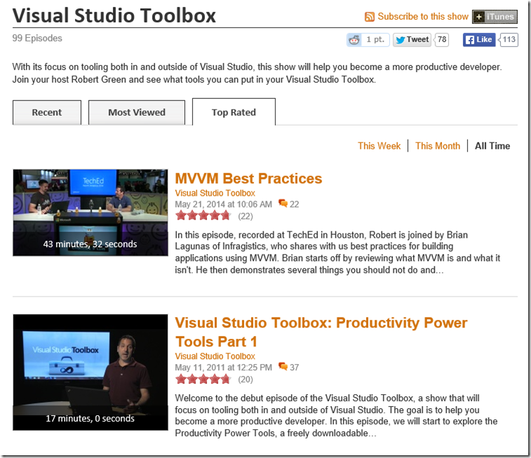 MVVM Best Practices rated #1 of all time on Visual Studio Toolbox