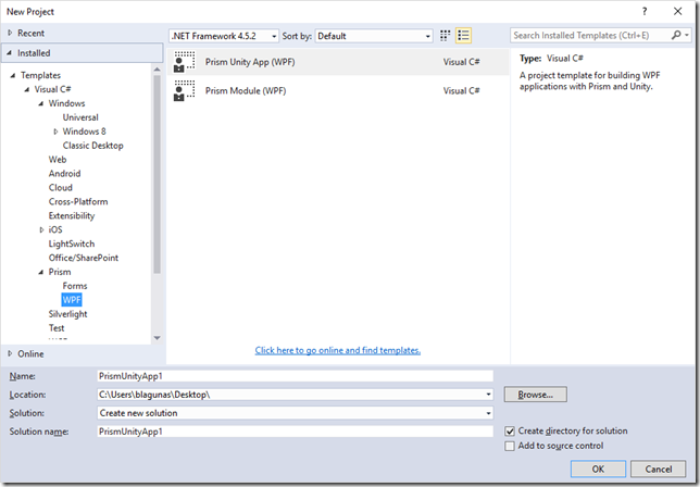 prism wpf project templates