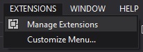 visual studio manage extensions menu